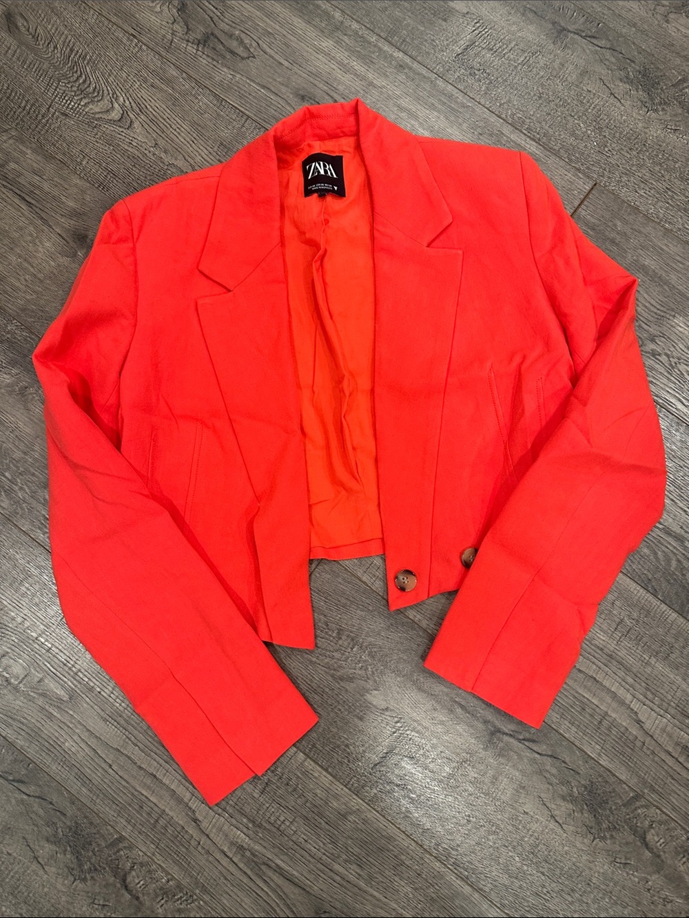 ZARA Women's Vibrant red Cropped Blazer